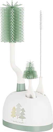 Miniatura 9 de Juego de cepillos de silicona para botellas con soporte, juego de cepillos de limpieza de botellas de silicona giratorio de 360, mango largo 3 en 1,