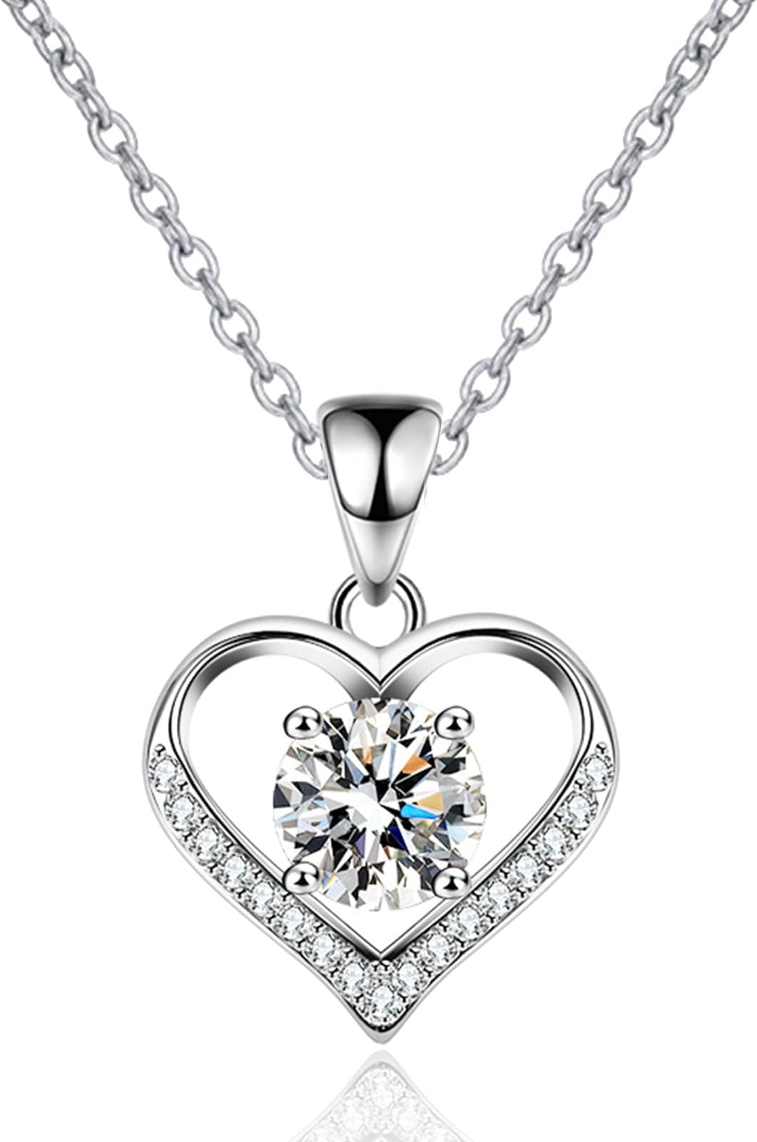 GodyceHeart Pendant Necklace for Women with CZ Vanlentine's day Birthday Mother's Day Jewelry Gifts for Girls Women Wife Mom Girlfriend, Plastic, Cubic Zirconia