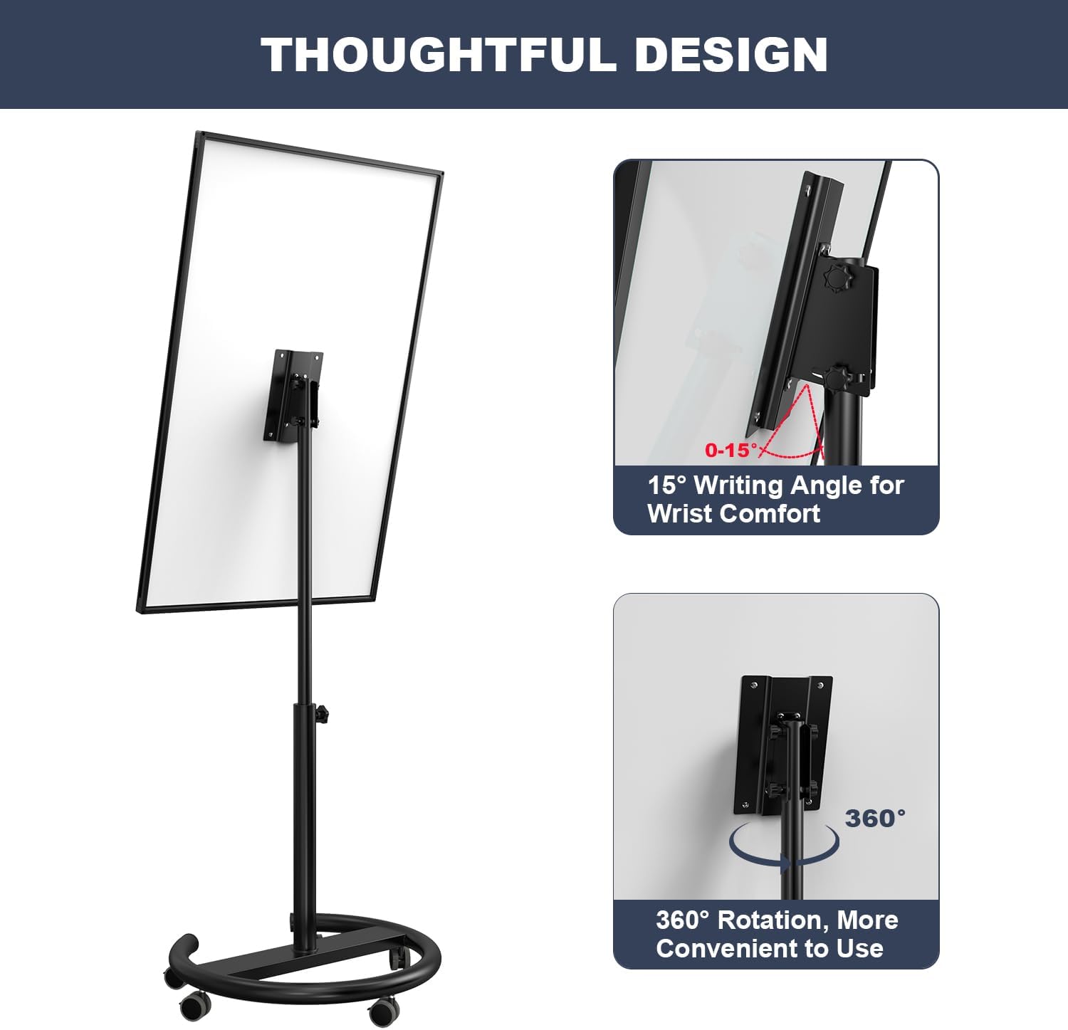 TANKEE Mobile Whiteboard Dry Erase - 40 x 26 Inches Portable Magnetic White Board Easel Flip Chart Stand with 25 Sheets Paper Pad
