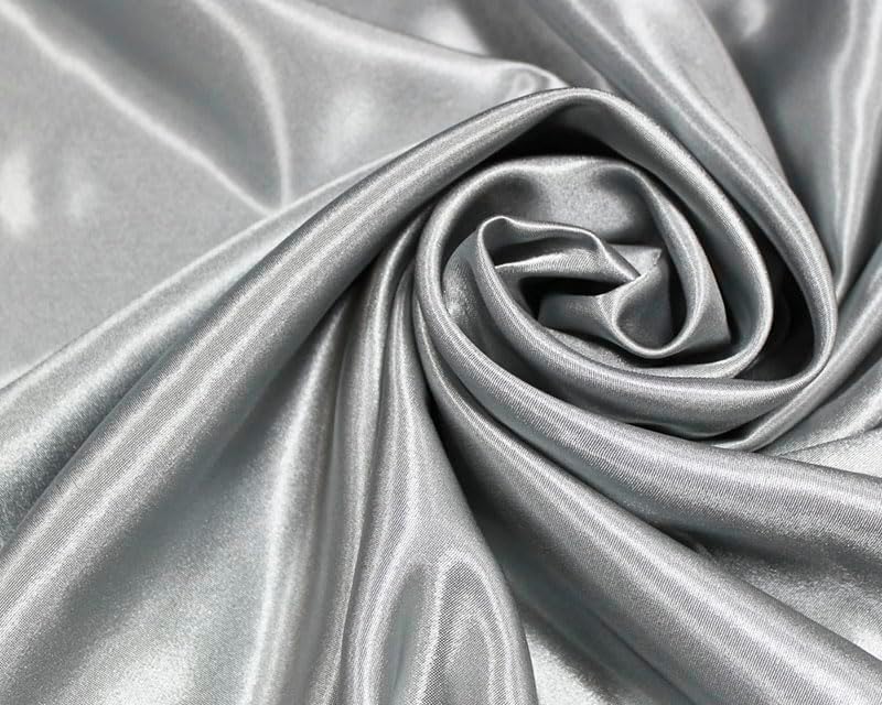 Silver Fabric – 1 Metre x 148cm – 100% Polyester – Smooth, Glossy Material for Dressmaking, Crafts, Lining & Wedding Décor