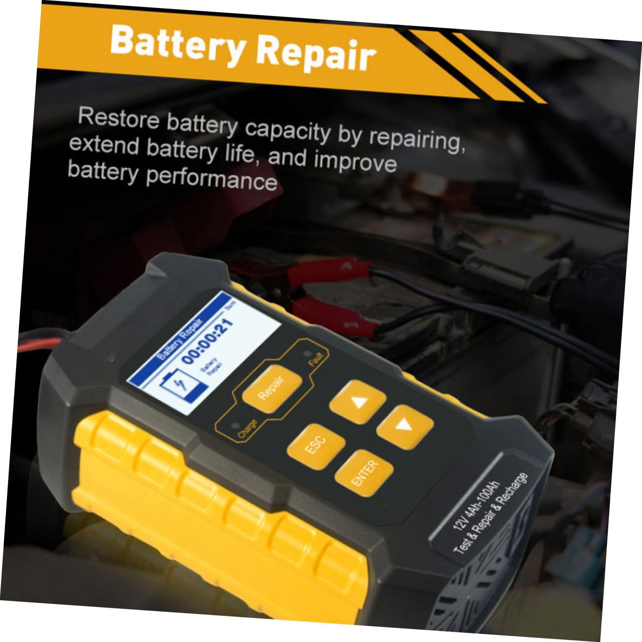 Kfz Batterietester 12v Gelb aus Abs mit Kupferkontakten