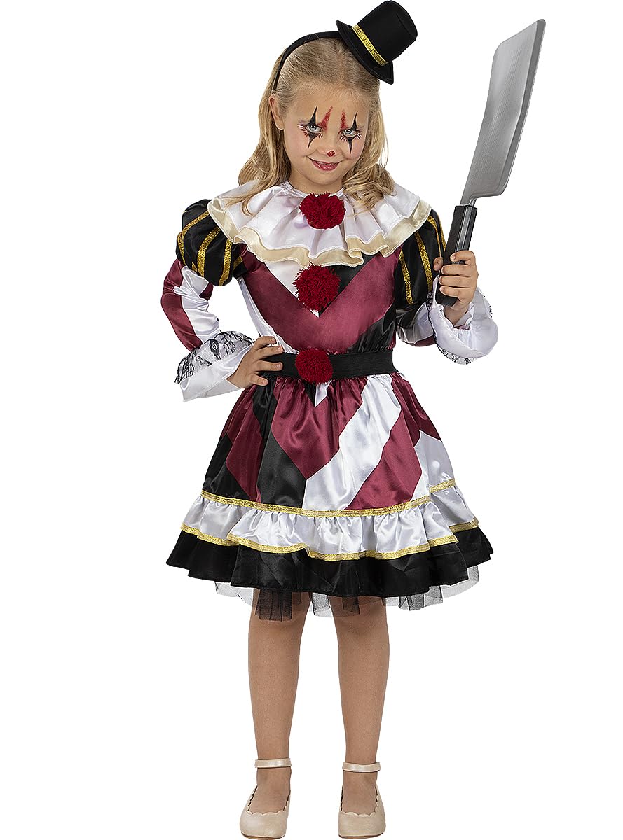 Funidelia | Costume da clown horror premium per bambina Pagliacci, Killer Clown, Halloween, Horror - Costume per bambini e accessori per Feste, Carnevale e Halloween - Porpora