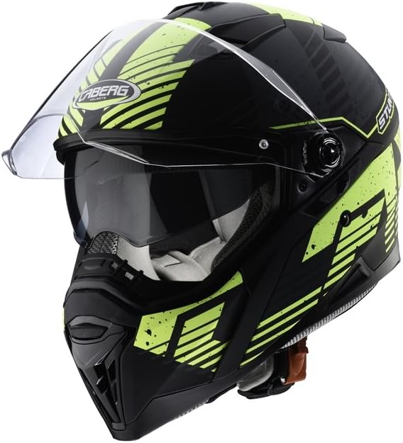 Caberg Stunt Blizzard Integral Helm Schwarz Gelb Matt Motorrad Pinlock Visier Sonnenblende, C2KD00A7, Größe XL (61/62 cm)