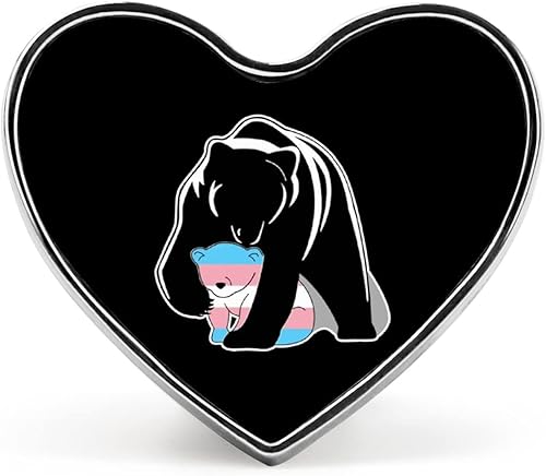 Broches de corazón transgénero con diseño de mamá oso para hombres y mujeres