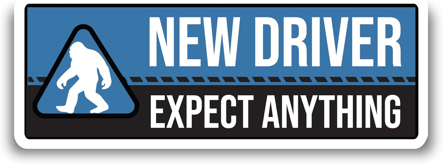 New Driver “Expect Anything” Car Magnet 3x8 Inch, Funny Student Driver