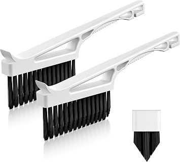 Cleangor 2 Pack White V Shape Tile Grout Cleaning Brush | Hard stiff bristles, practical household accessory to scrub floor tile grout gaps in kitchen & bathroom.