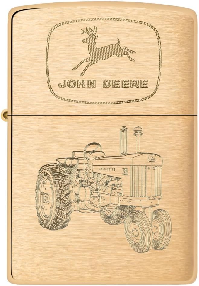 Zippo John Deere Tractor Design Brushed Brass Pocket Lighter