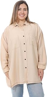 CAESAR Womens Women's oversized linen blouse with chest pockets Women's oversized linen blouse with chest pockets