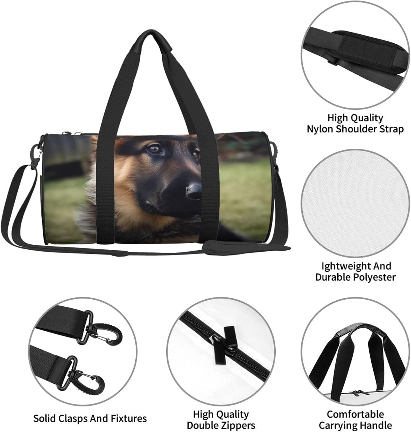 Travel Duffle Bag Weekender Bags For Men Women With Shoe Compartment Large Capacity Weekender Overnight Bag German Shepherd Puppy Carry On Tote Bags Sport Gym Bag For Travel Yoga