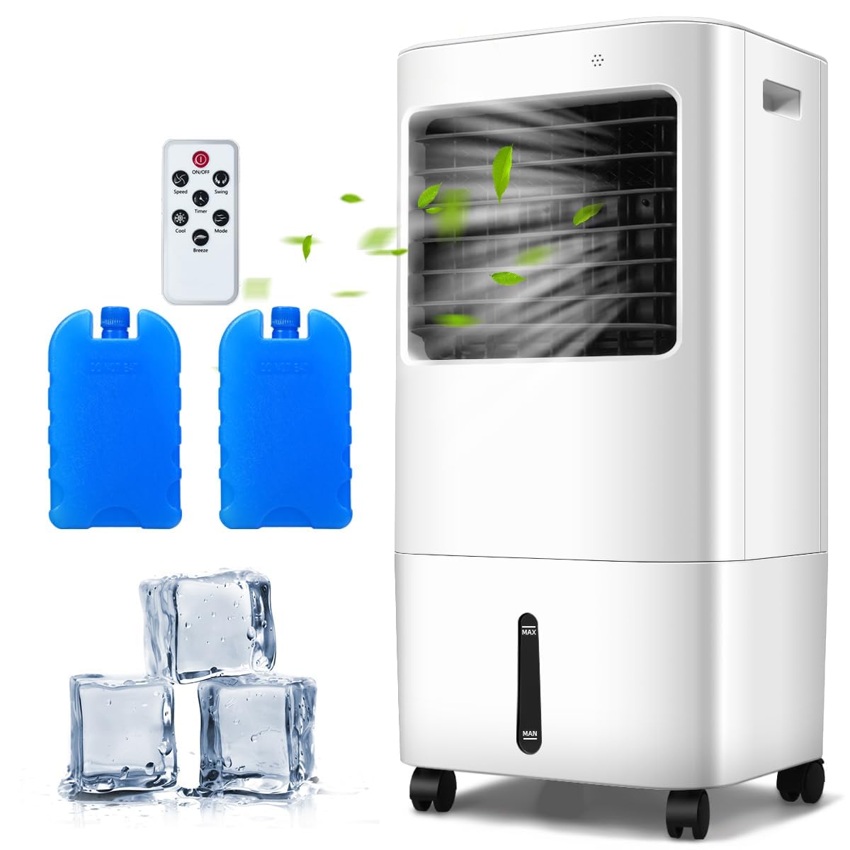 RELAX4LIFE Raffreddatore d'Aria Evaporativo 3 in 1, Serbatoio dell'Acqua 20L,Ventilatore, Umidificatore, 3 Modalità, 4 Velocità, Timer 7,5H, Telecomando, Adatto per Casa, Ufficio