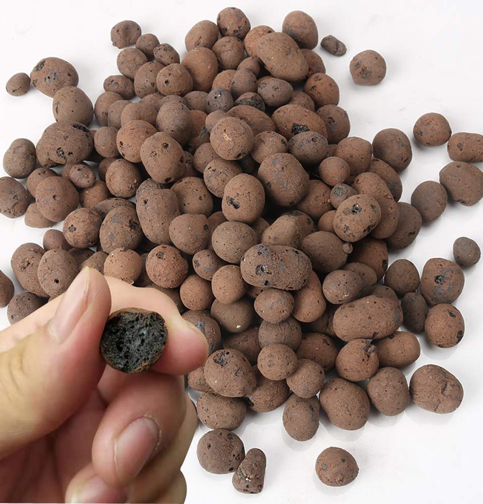 Expanded Clay Pebbles Hydroponic Rocks Organic Ceramsite Grow Media for Horticultural,Orchids,Drainage, Decoration (2 Liter Bag)