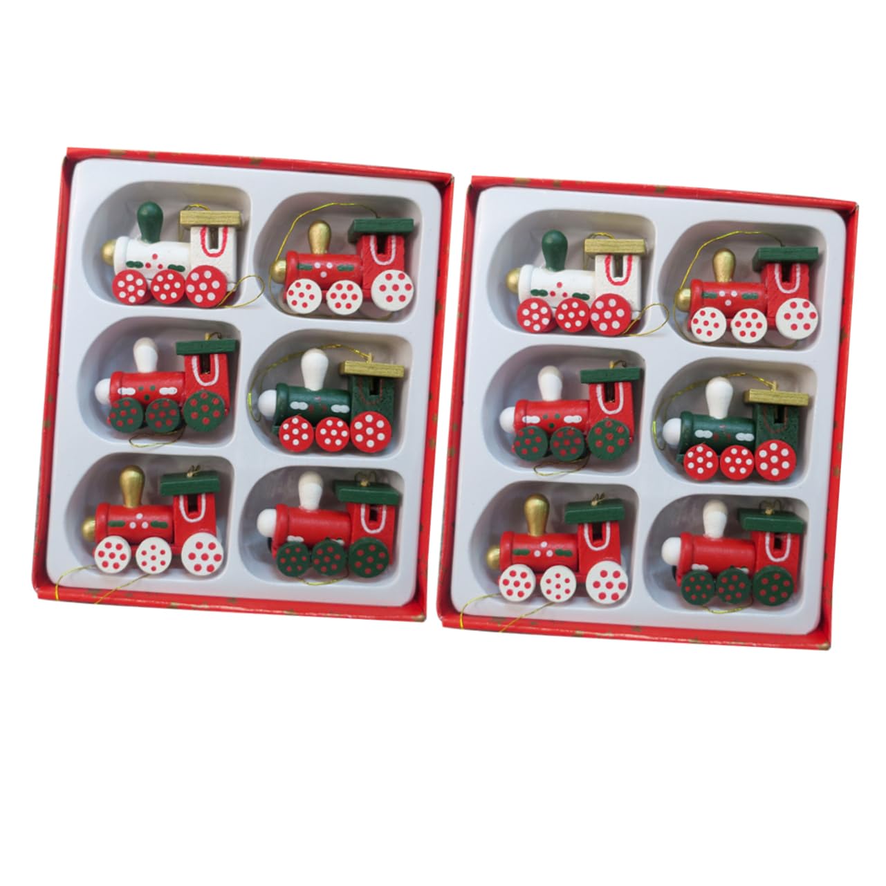 Colgantes Navideños De Madera Locomotora 13x11 Cm, Decoración del Árbol De Navidad, Juego De 12 Piezas para Ambiente Festivo
