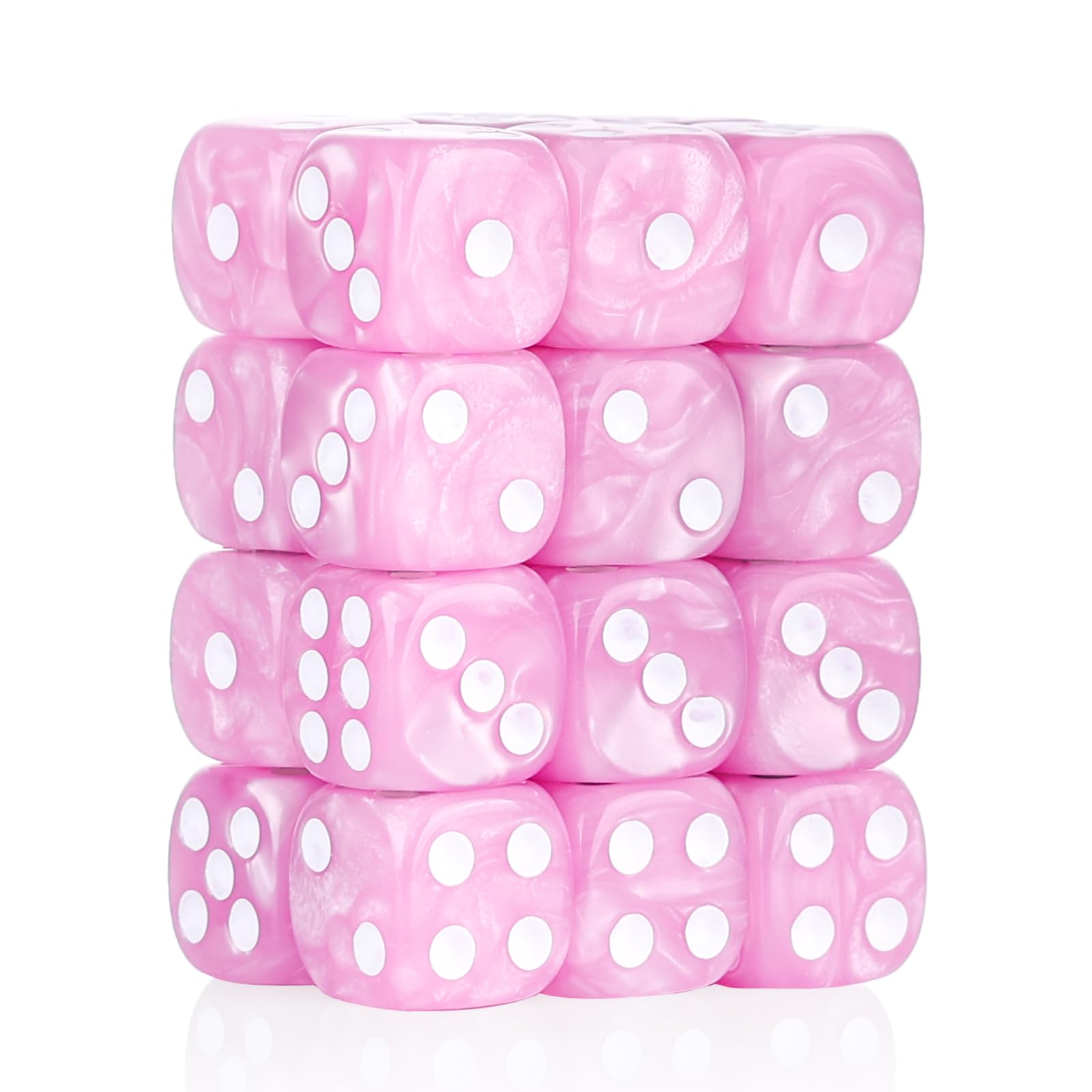 24 of Pack 16MM 6 Sided Dice Set,Pearl Pattern D6 Game Dice Set, 6 Sided Standard Dices for Yahtzee, Bunco or Teaching Math,with Portable Dice Pouch(Light Purple Pearl) — image 1
