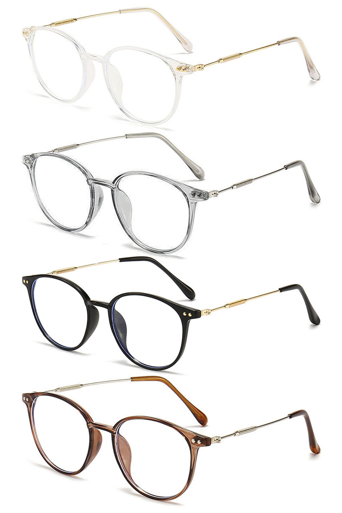 KOOSUFA Mode Rund Anti Blaulicht Lesebrille Damen Herren Metallbügel Ultra Leicht Computerbrille Lesehilfe 0.0 1.0 1.5 2.0 2.5 3.0 3.5 4.0