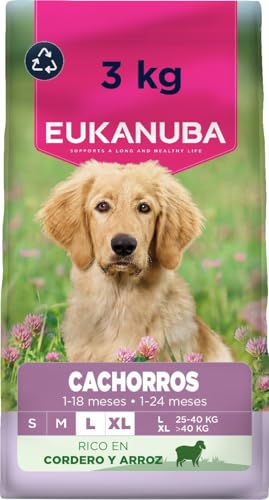 Eukanuba, alimento para Cachorros con Cordero y arroz para Razas Grandes - Alimento seco Premium para Perros Junior, 3 kg