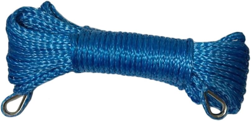 1/4"*50ft Winch Rope Extension,Synthetic Winch Rope,Winch Cable,ATV Winch Line with Thimbles(Blue)