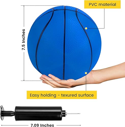 Miniatura 2 de 3 otters Paquete de 6 mini pelotas de baloncesto, juego de baloncesto de 7.5 pulgadas con bomba para niños, juguete de piscina, mini aro de