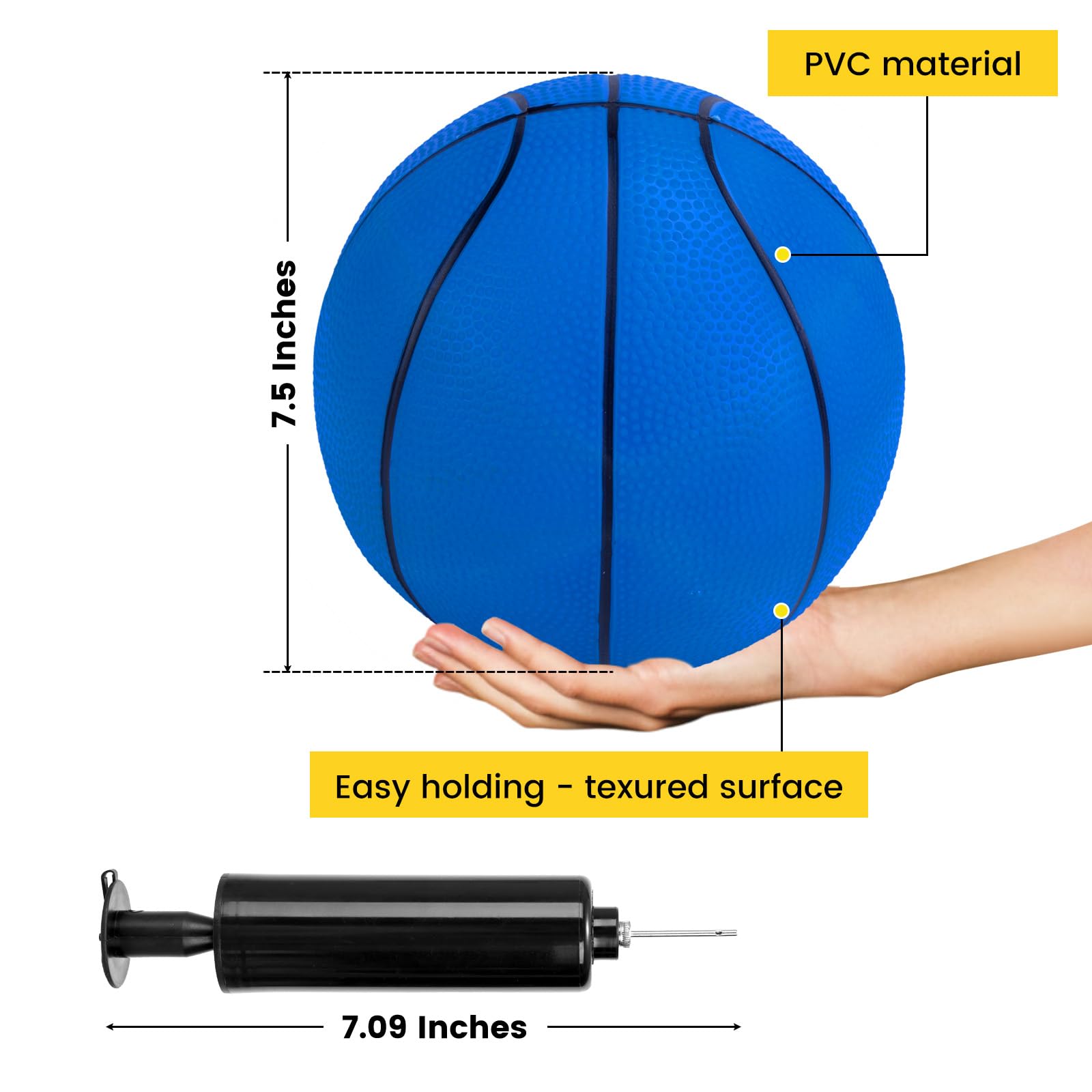 3 otters 6 Pack Mini Basketballs, 7.5 Inch Basketball Set with Pump for Kids Swimming Pool Toy, Mini Basketball Hoop, Outdoors Party Favors