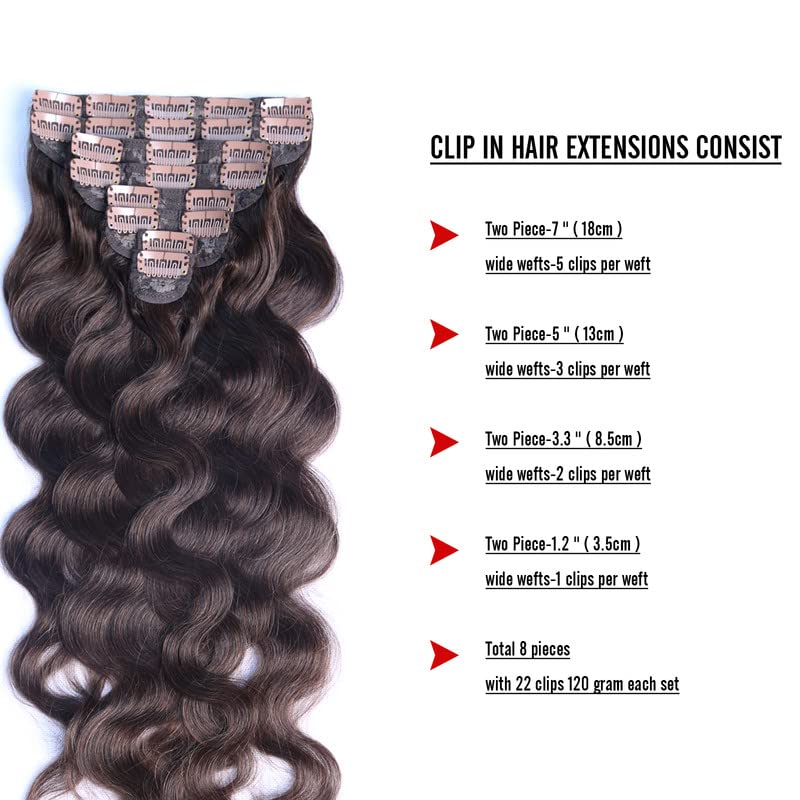 Miniatura 3 de Extensiones de cabello humano con pinzas, 4.23 oz, 8 unidades, ondulado, rizado, grueso, extensiones de cabello humano real natural para mujer (20,