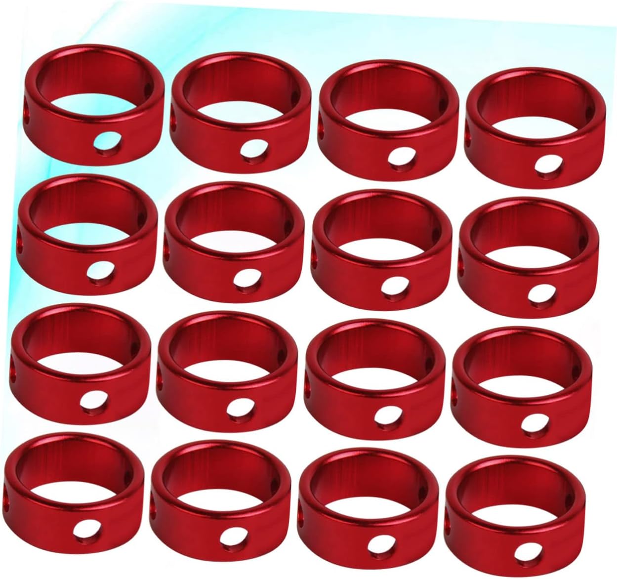 Generic 16pcs Aluminium Alloy 3 Hole Guyline Runners Anti Slip Cord Fasteners for Camping & Hiking Red Adjustable Rope Tensioner for Outdoor Tent Setup