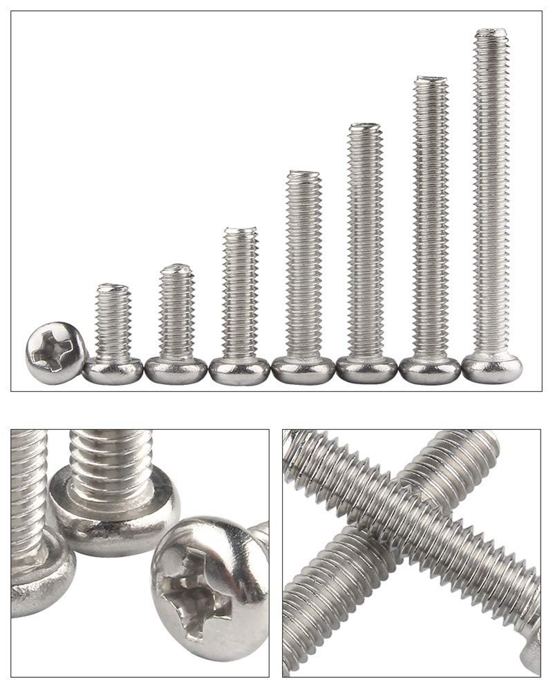 MroMax M6 X 100mm Machine Screws Pan Phillips Cross Head Screw 304...