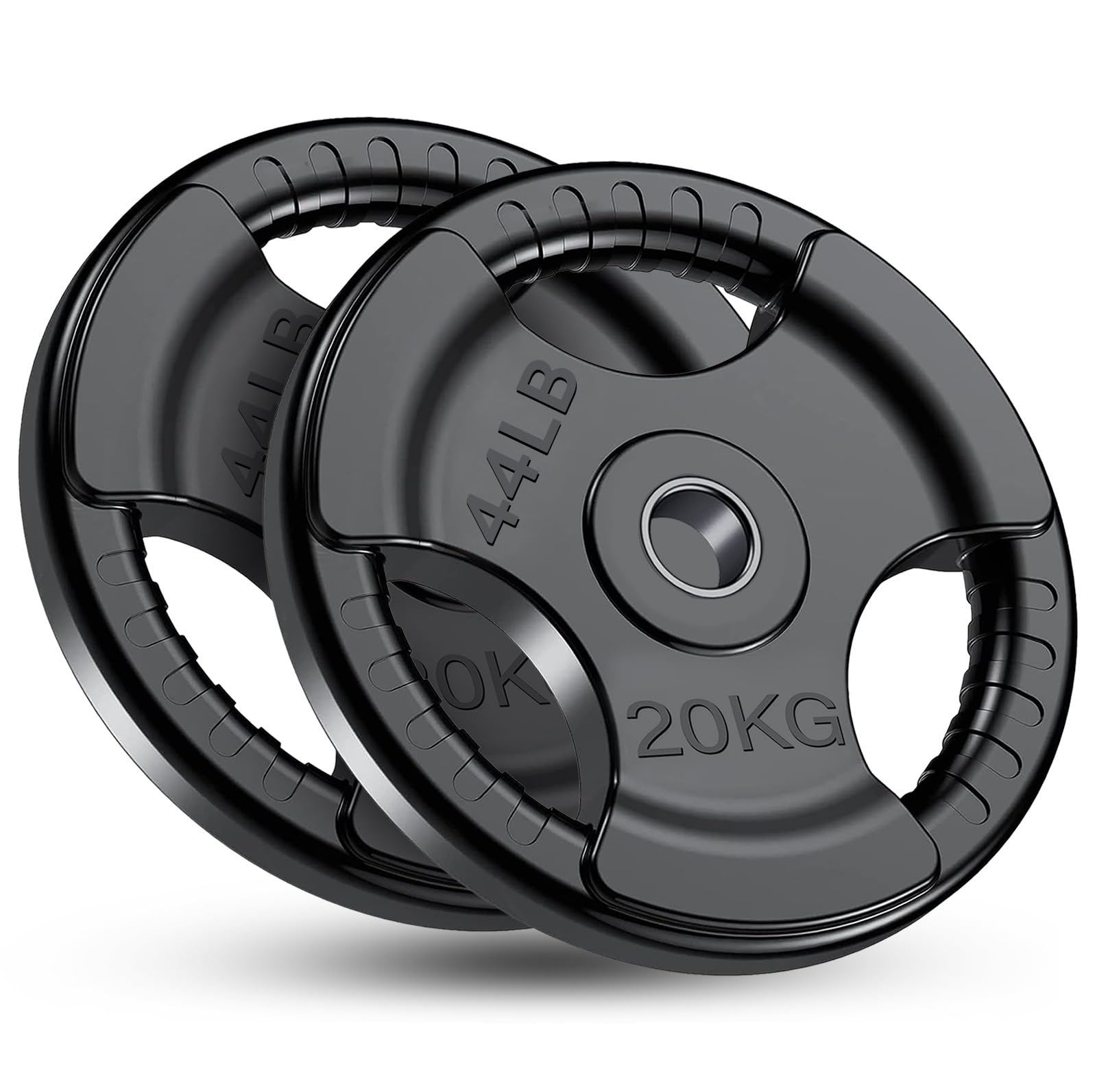 FK Sports Standard Weight Plates - Cast Iron Weight Plates with Rubber finish, 1 inch opening, 2.5kg, 5kg, 10kg, 15kg, 20kg, 25kg Tri Grip Barbell Weights, Gym Equipment, Sold in Pair (2 X 20KG)