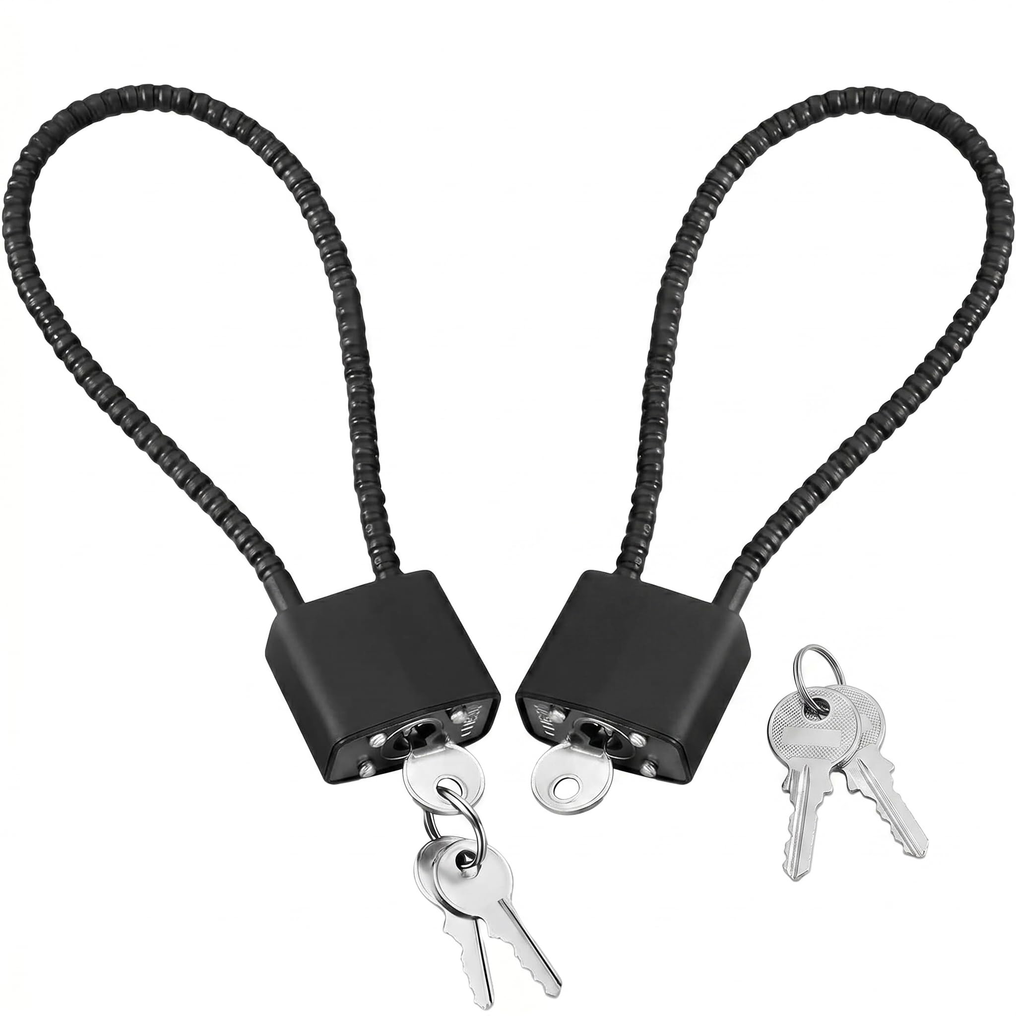2 Pcs Steel Rope Padlocks with Keys Outdoor,Long Padlock Cable Lock,Heavy Duty Shackle Padlocks,Wheelie Bin Locks,Flexible Cable Padlock,Wire Padlock for Gym Locker,Shed,Suitcase,Gate,Bicycle (Black)