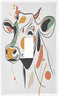Kigai Toggle Light Switch Plate,Artistic Lines Cow Wall Plates Electrical Outlet Cover Plates,1-Gang Standard Size 4.5" x 2.8"