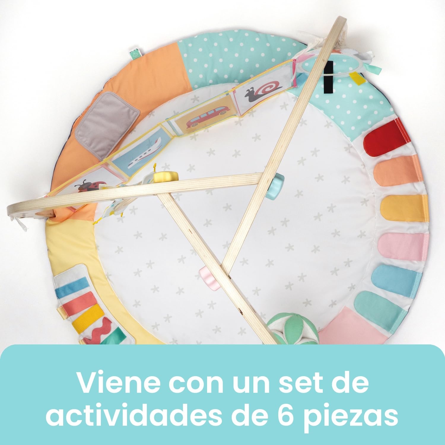 Oh My Baby Alfombra de actividades, Gimnasio para Bebé, Manta Actividades 7 Juguetes para Educación Temprana, Alfombra de Juego