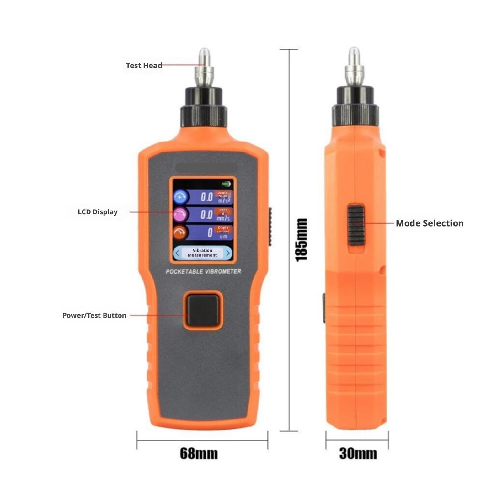 Medidores de Vibración, Vibrómetro digital portátil con medidor de vibración integrado VC62