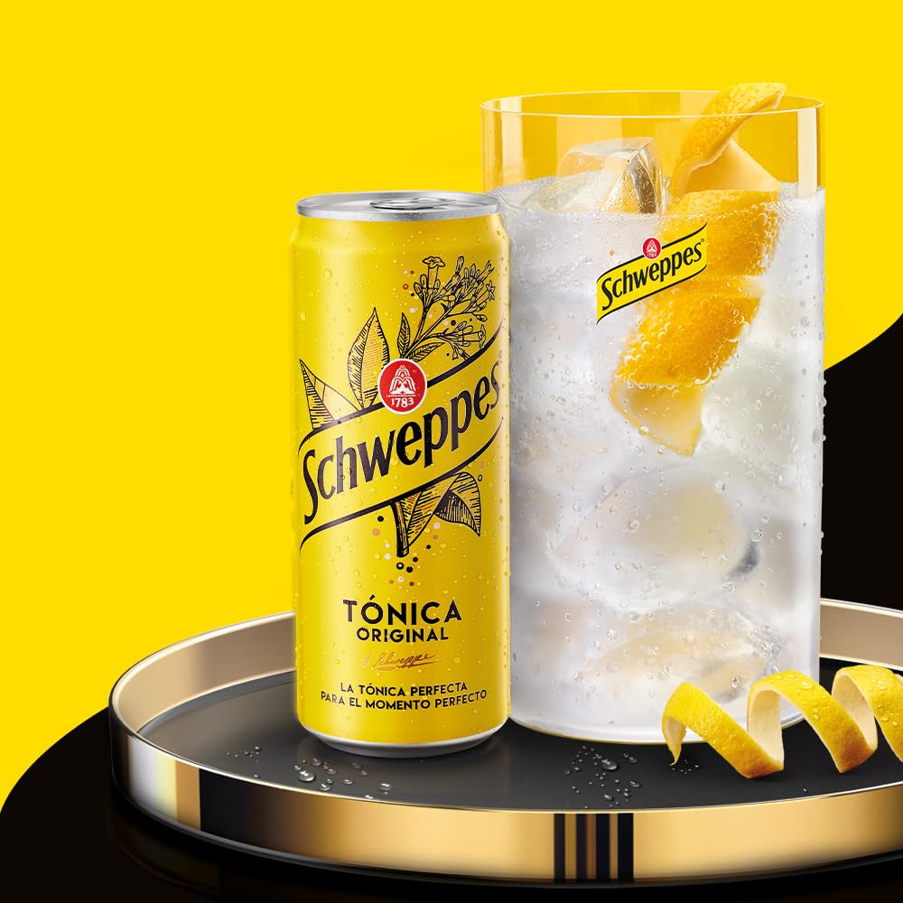 Schweppes Tónica Original, Bebida Refrescante - Lata, Pack 24 x 33 cl