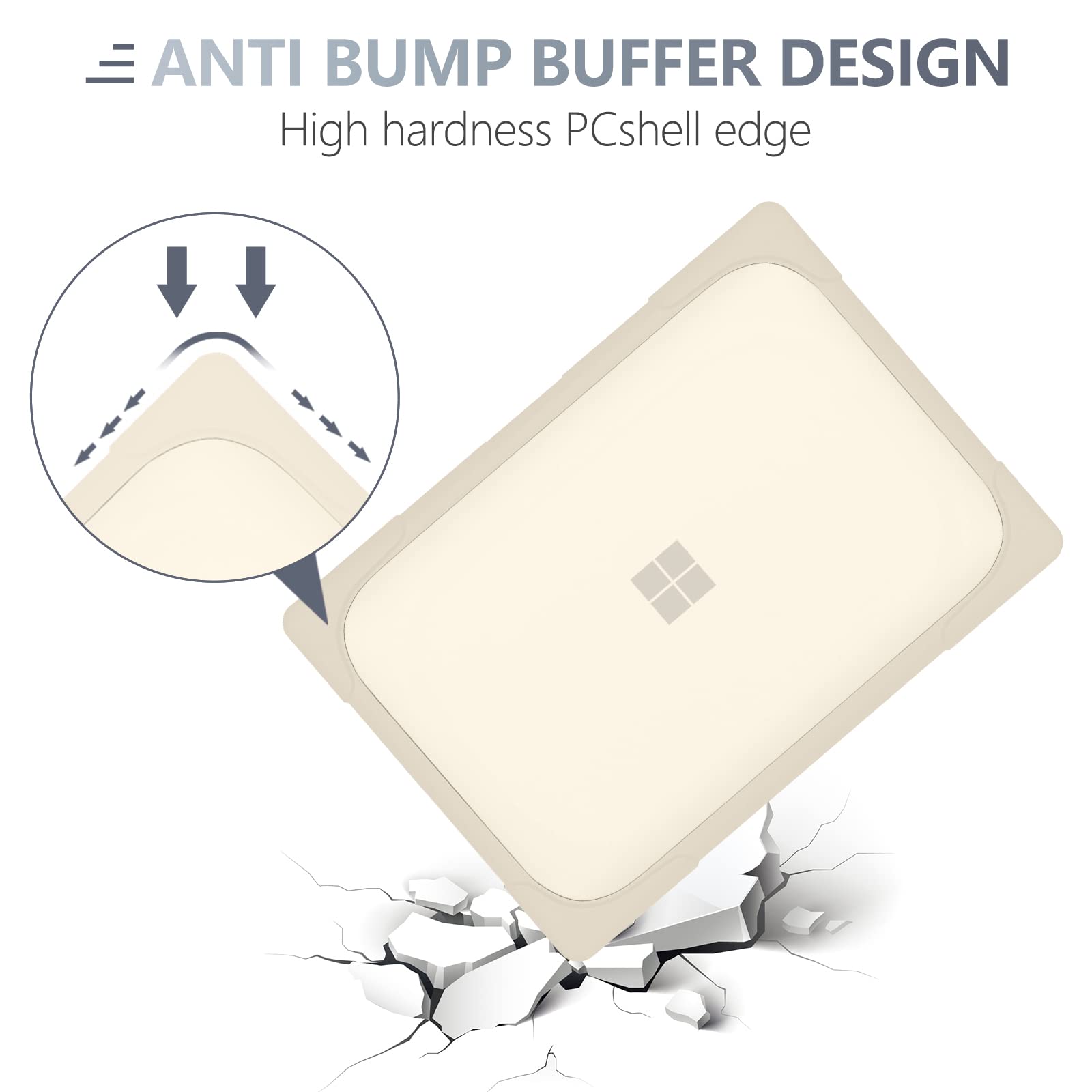 Batianda Heavy Duty 15 inch Microsoft Surface Laptop 5 4/3 Case with Metal Palm Rest with Fold Kickstand and Keyboard Cover - Shockproof Protective Cover for Enhanced Durability and Comfortable,Khaki