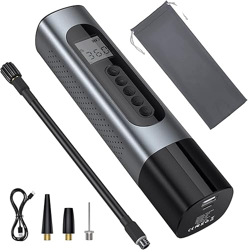 Bomba de compresor de aire portátil, inflador digital de neumáticos de 12 V 120 PSI con luz LED, 3 boquillas para coche, bicicleta, motocicleta,