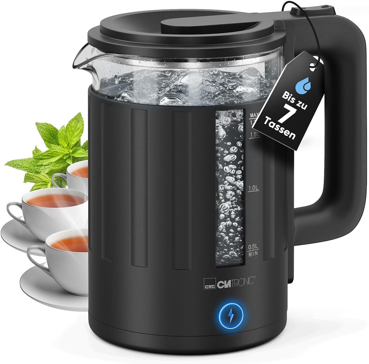 Clatronic WK 3837 üveg vízforraló teljes nézet