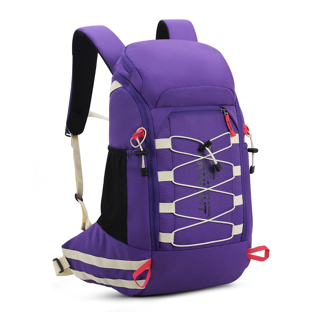Bseash Zaino da trekking leggero e impermeabile da 40 l, con copertura antipioggia, per sport all'aria aperta, viaggi, campeggio, arrampicata, sci, Viola, 40L, Zaini Daypack