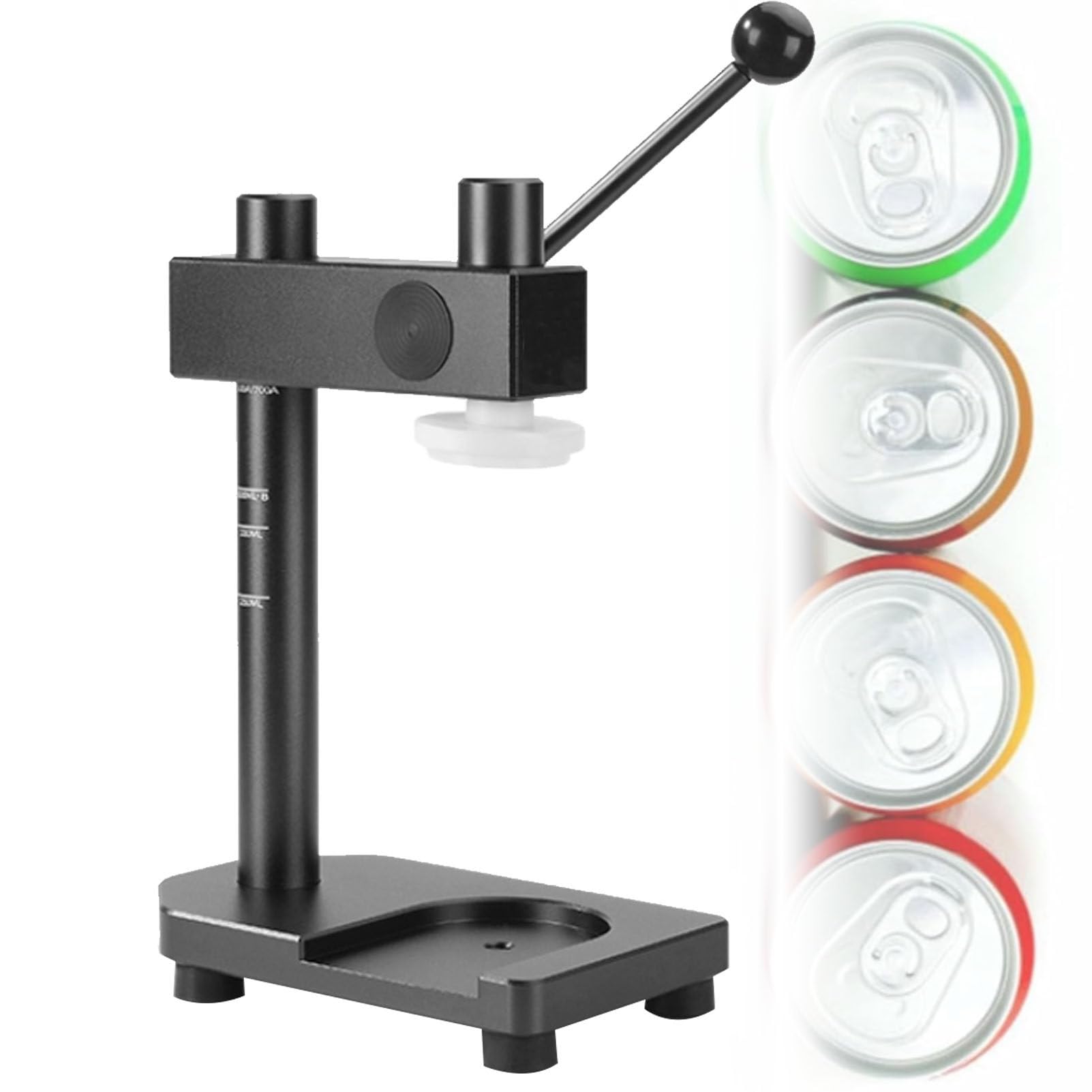 Máquina selladora manual comercial, altura ajustable para un sellado eficiente de tazas y tarros de aleación de aluminio, herramienta versátil para cierre de botellas y latas de mascotas