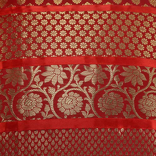 Image of Home Decor Decorative Heavy Brocade Banarsi Silk Cushion Covers Pillowcase 16 inch Rajasthani Diwan Living Room Sofa Settee Couch Cushion Pillow 40 x 40 cm (Red, 5)