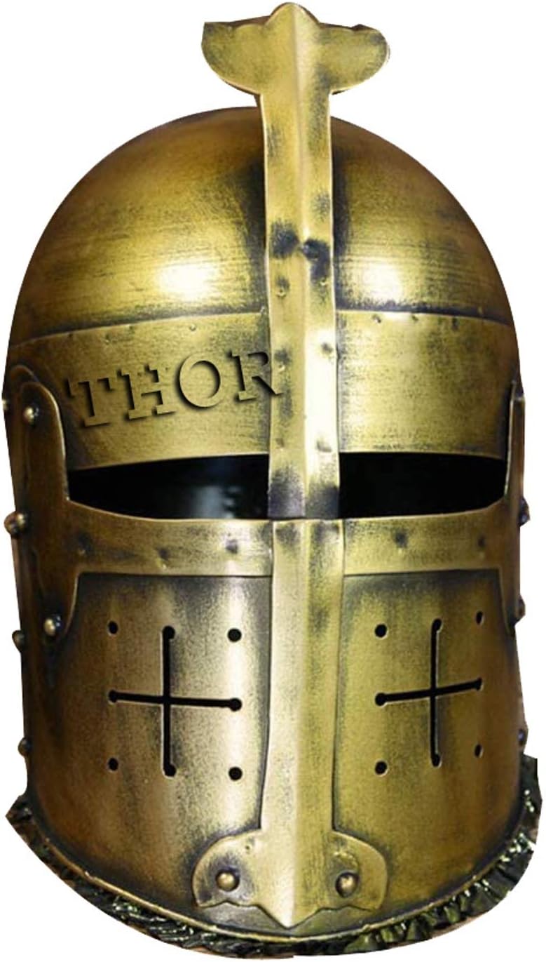 THOR INSTRUMENTS Medieval Crusader Knight Sugarloaf Helmet 18 Gauge Reenactment LARP Rustic Vintage Home Decor Gifts