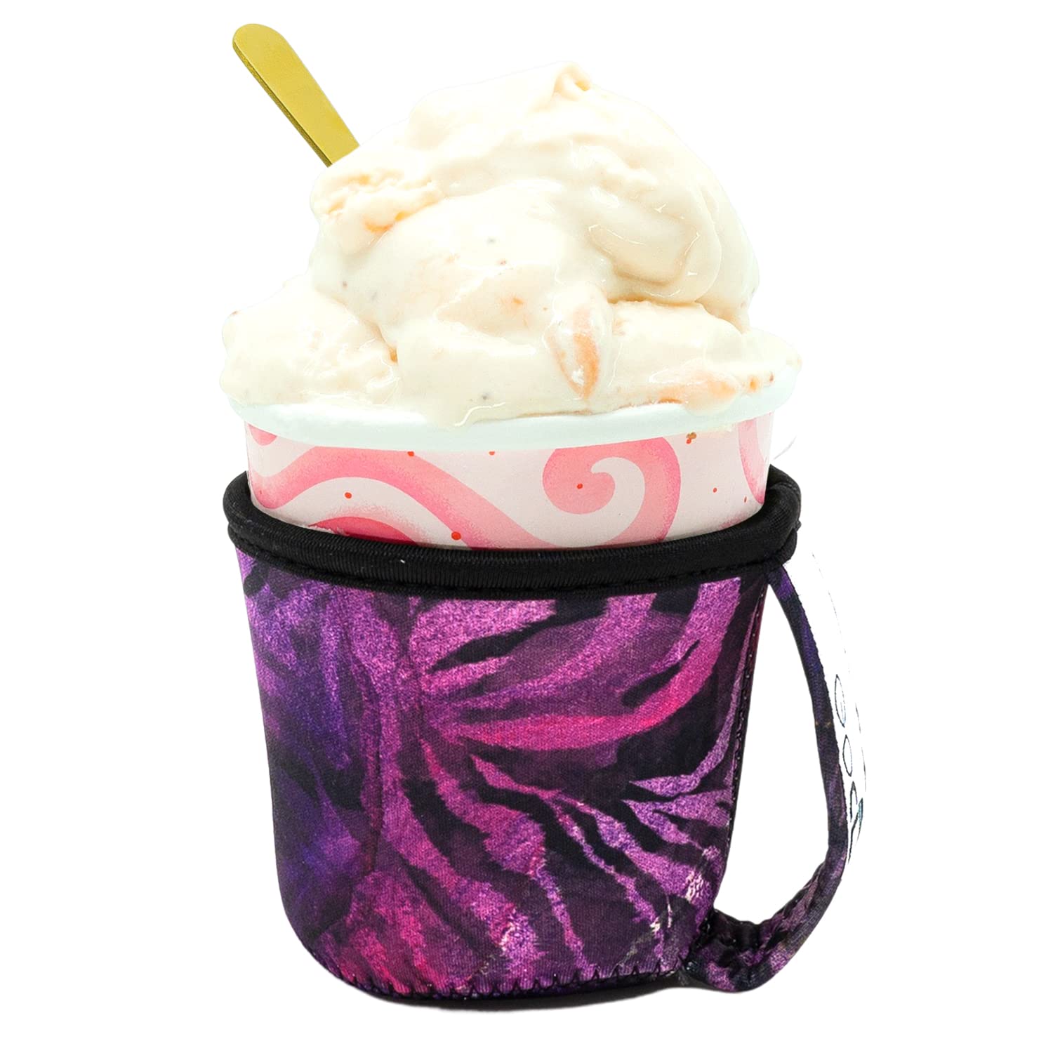 Go Cuff Ice Cream Pint Cuff Reusable Antislip Neoprene Insulator Pint Sized Ice Cream Pint Cozy Sleeve with Handle Compatible For Haagen-Dazs, Ben & Jerry's, Halo Top and more (Royal Tigress)