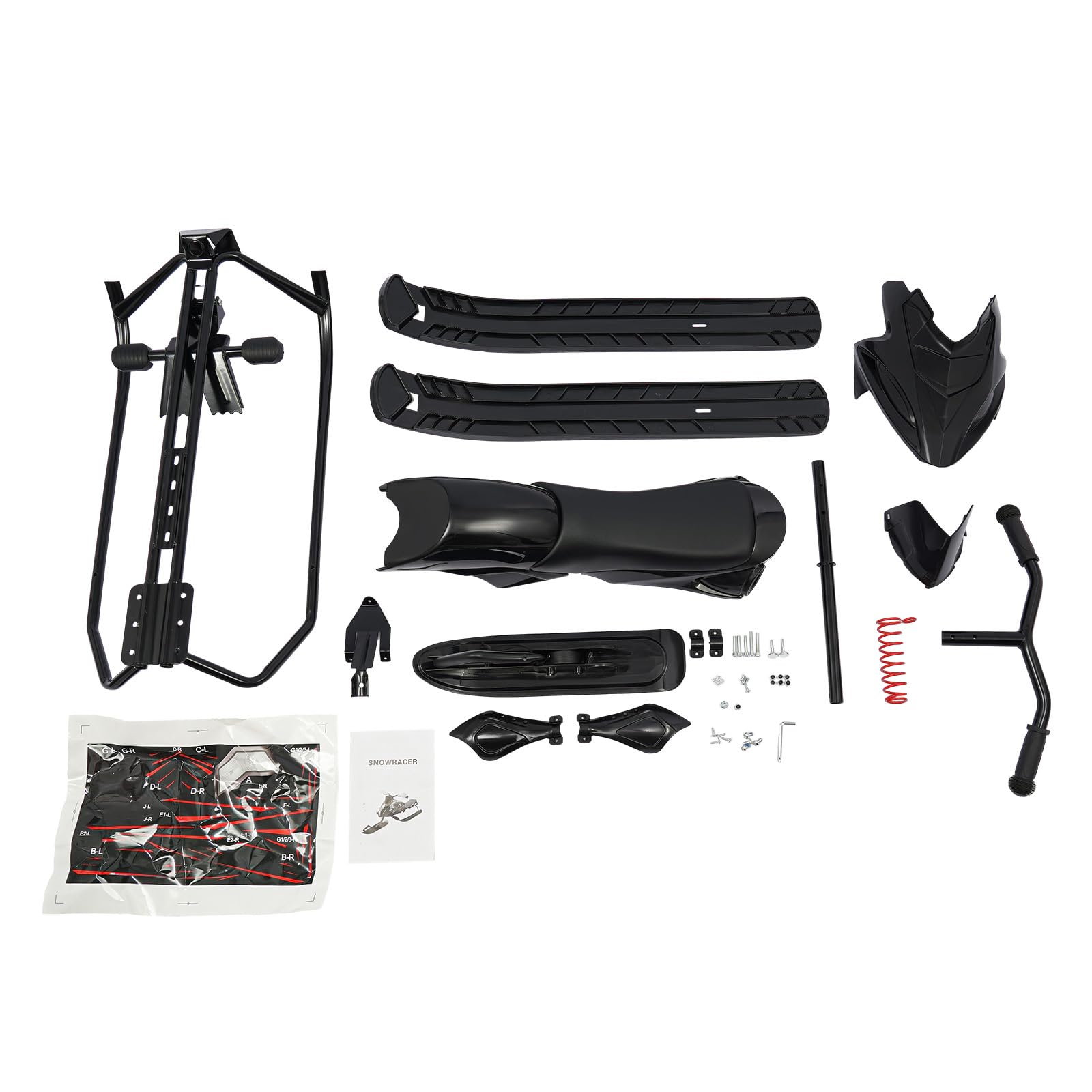 Luge à neige pour enfant - Noir - Cadre en fer avec patins en polyéthylène - 60 kg - Ski