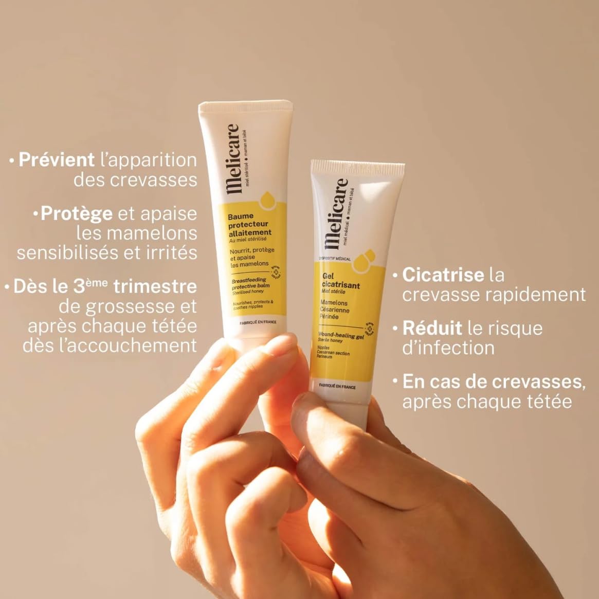 Alvadiem | Melicare Baume Protecteur Allaitement Crevasses Mamelons | Apaise, Hydrate, Prévient les Irritations | 48% Miel Médical Stérilisé Breveté | Fabrication Française, 100% Naturel | 30 g