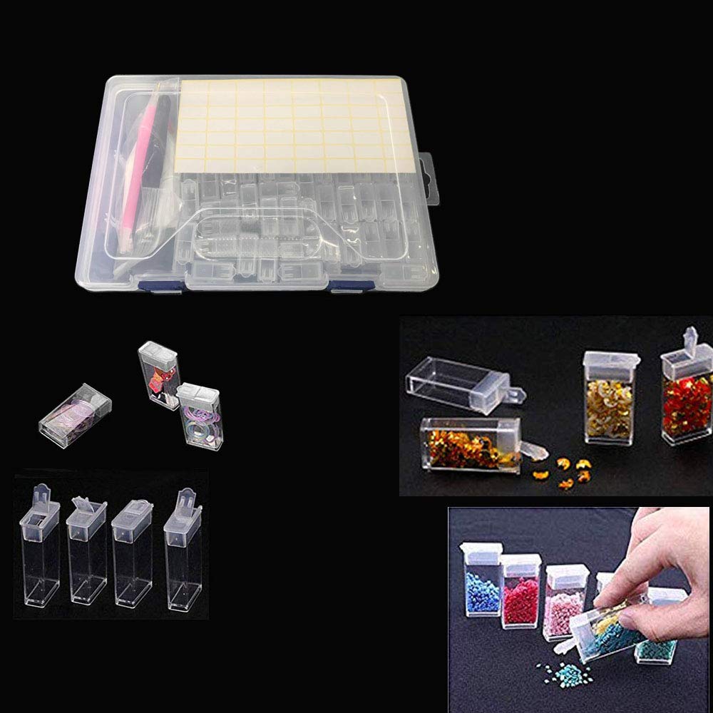 Diamant Malerei Werkzeugkasten - 64 Fächer Organizer Mit Zubehör Set