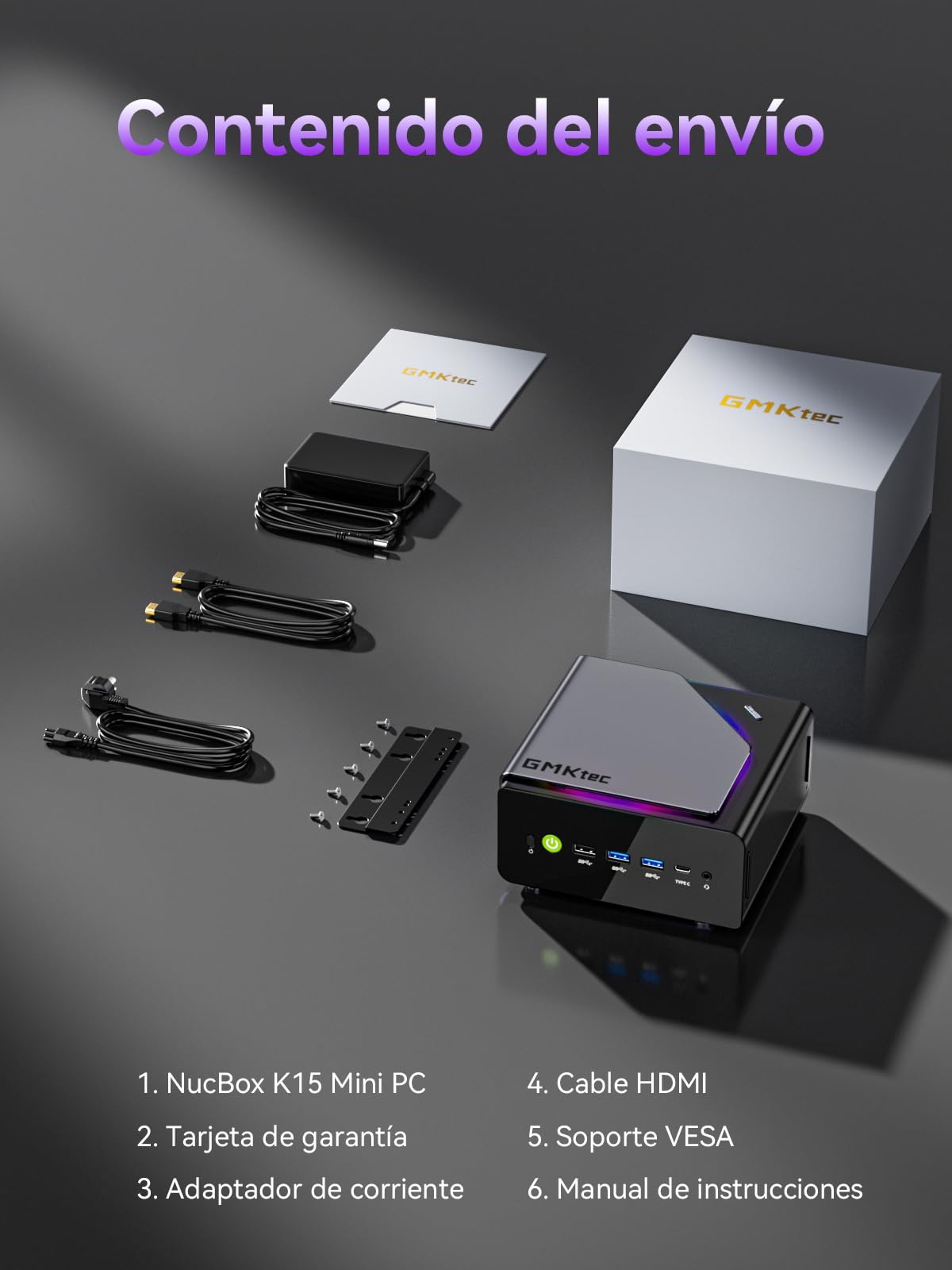 GMKtec Mini PC Gaming Intel Ultra 5 125U, Micro PC 32GB DDR5, SSD de 512GB, Mini Ordenador con USB4.0 | LAN 2.5G | Pantalla cuádruple 4K | OCuLink – para Gaming, Oficina y Negocios, Win11
