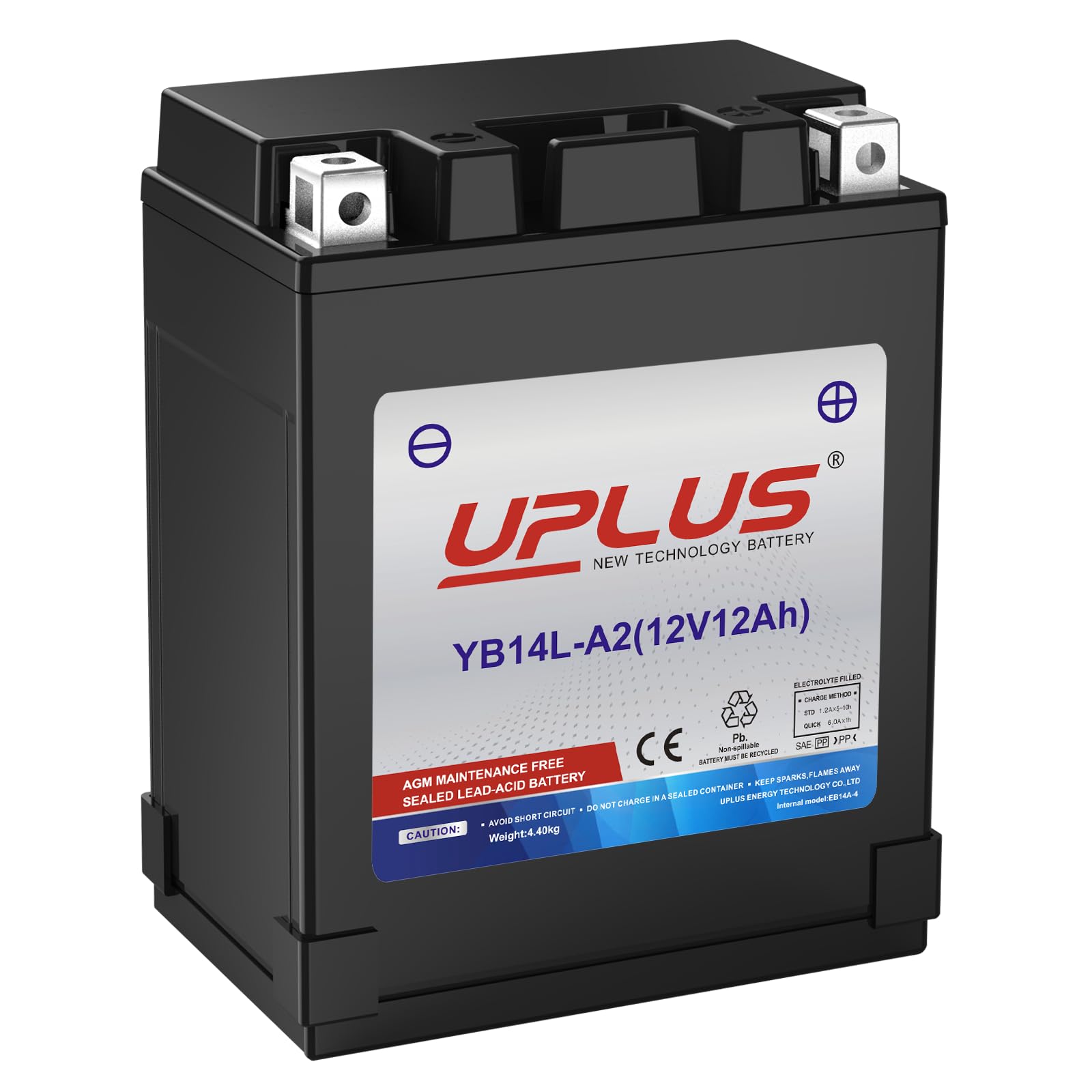 UPLUS ATV Battery UP14A-3 replace for YB14L-A2 12V 12Ah 200A(EN) for Scooter Snowmobile UTV Motorcycle Maintenance Free Sealed Agm Powersports | Confirm size before order 133L x 90W x 174H(mm)