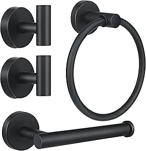 Bathroom Hardware Set Matte Black Bathrooms Accessories,304Stainless ...