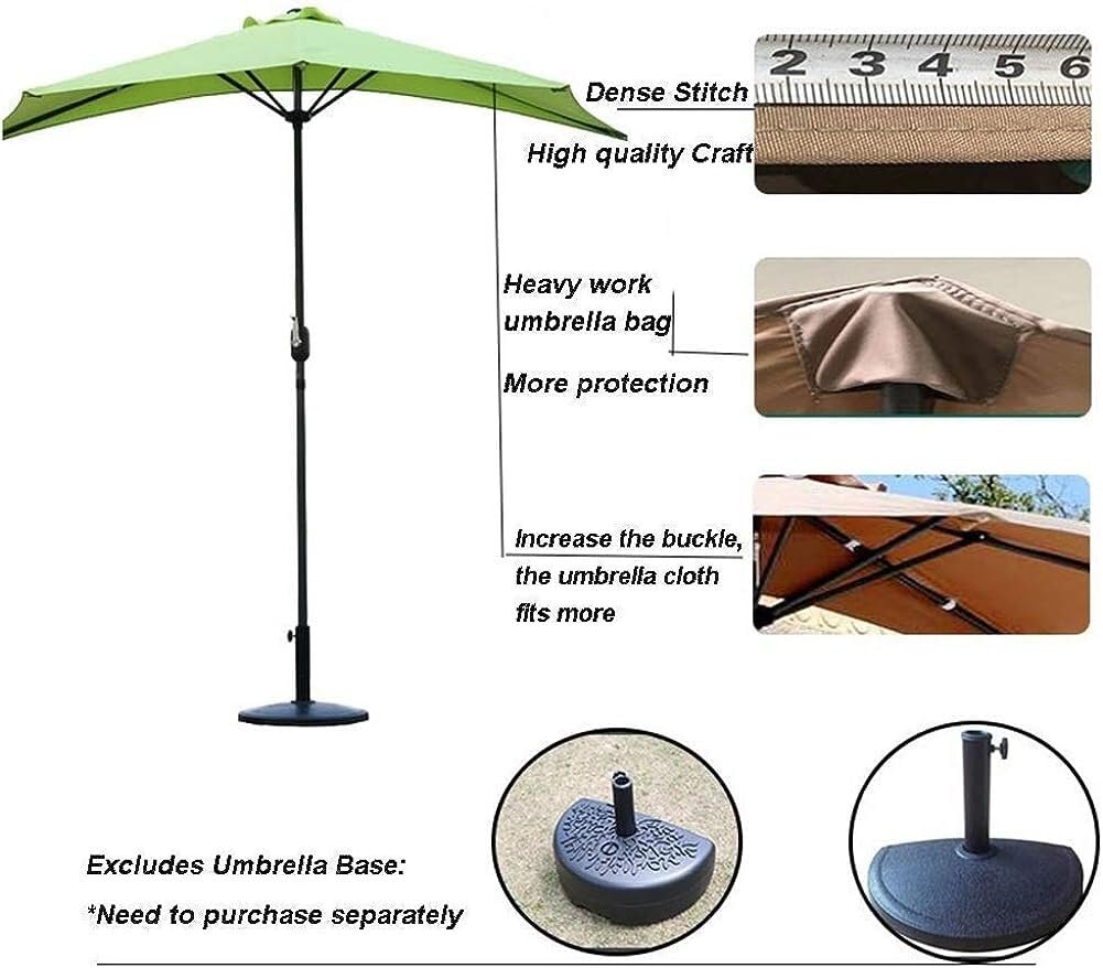 KEuLen Parasol ogrodowy parasol, parasol patio, półparasol ścienny z 5 żebrami i korbą, osłona przeciwsłoneczna na zewnątrz balkon kawiarnia drzwi targ ogród osłona przeciwsłoneczna, Jeden kolor,