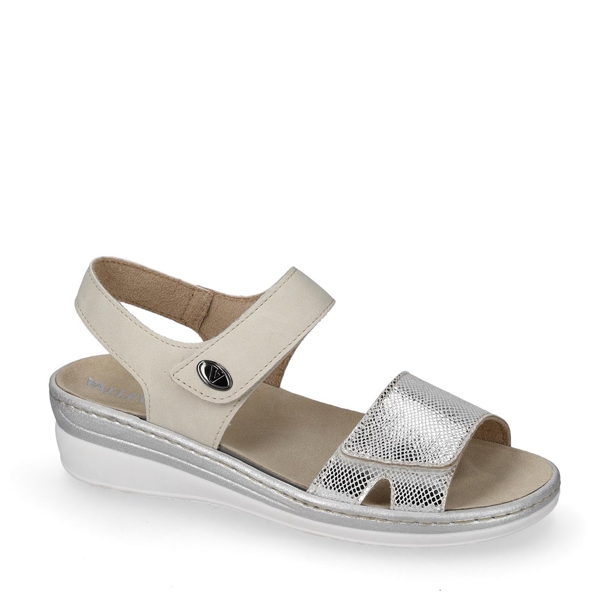 Valleverde Sandali Donna 56102 in Pelle Platino o Argento Scarpe Casual Comode, Leggere e Flessibili, Ideali per Primavera Estate