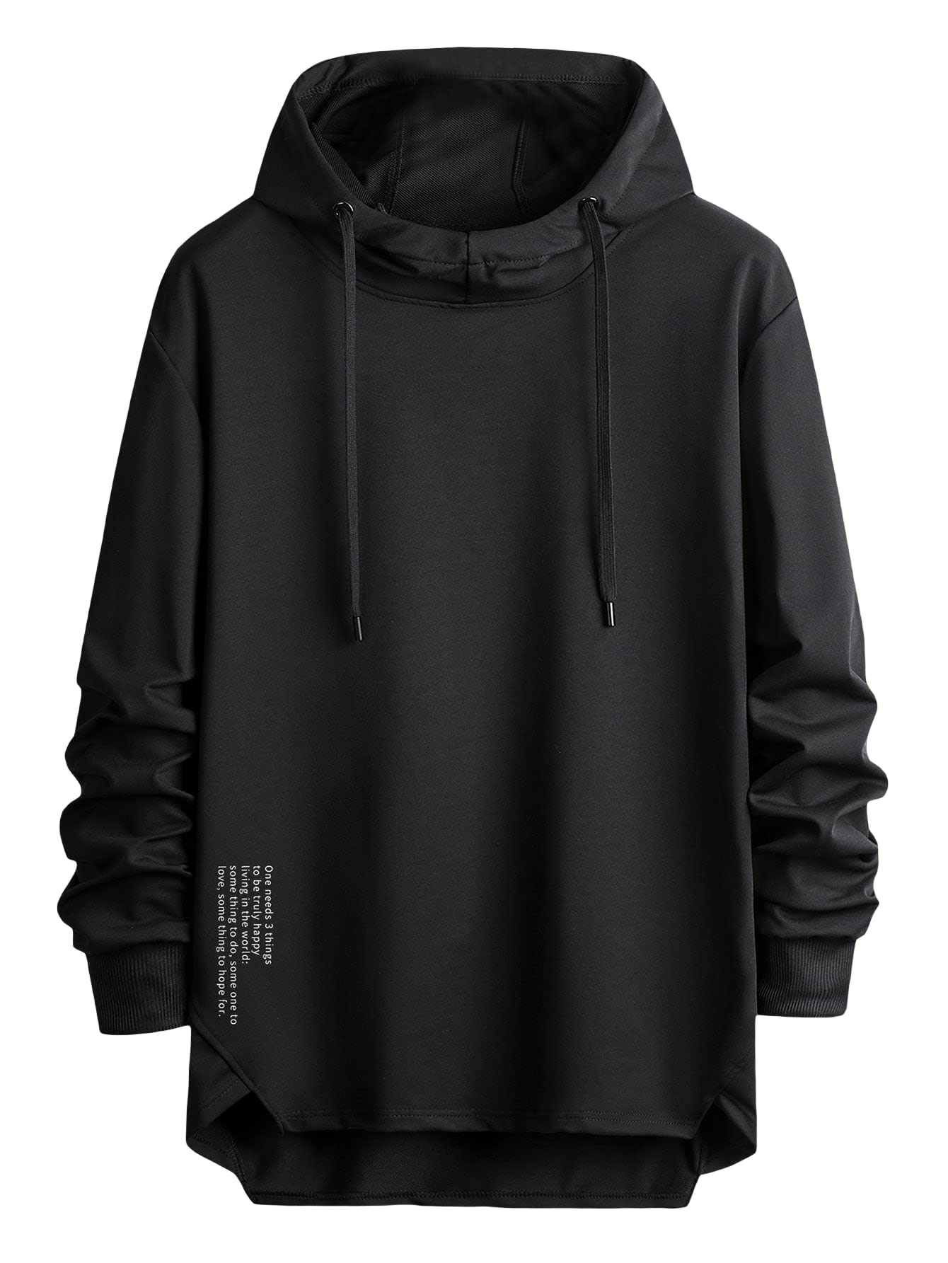 Hooded Sweatshirts High Low Hoodie Men's Casual Slogan Print