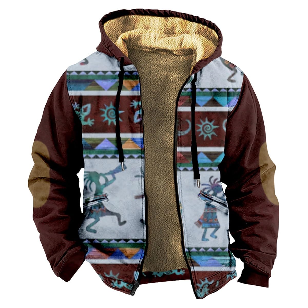 Chaqueta polar con capucha impresa en 3D y gráficos detallados estilo 3