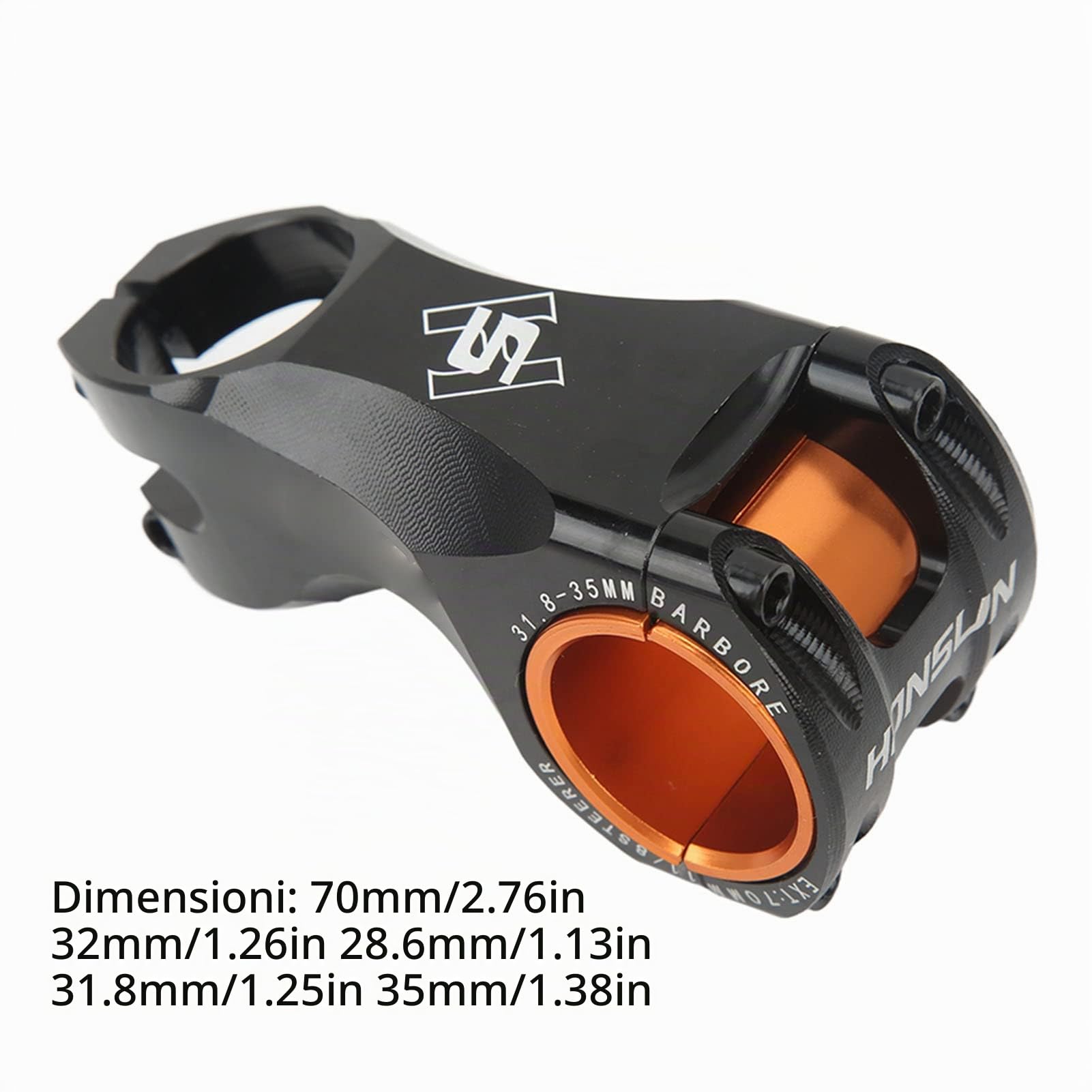 Attacco Manubrio Bici,Riser Attacco Manubrio 70 Mm Ultra Leggero ‑17 Gradi per Manubrio 35 Mm 31,8 Mm per Bici da Strada Mountain Bike(Nero)